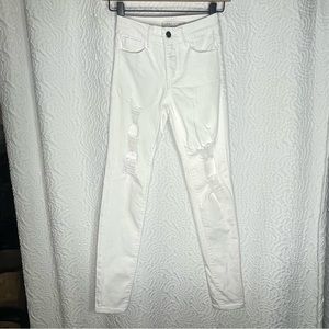 NATURE Skinny White Distressed Jeans
